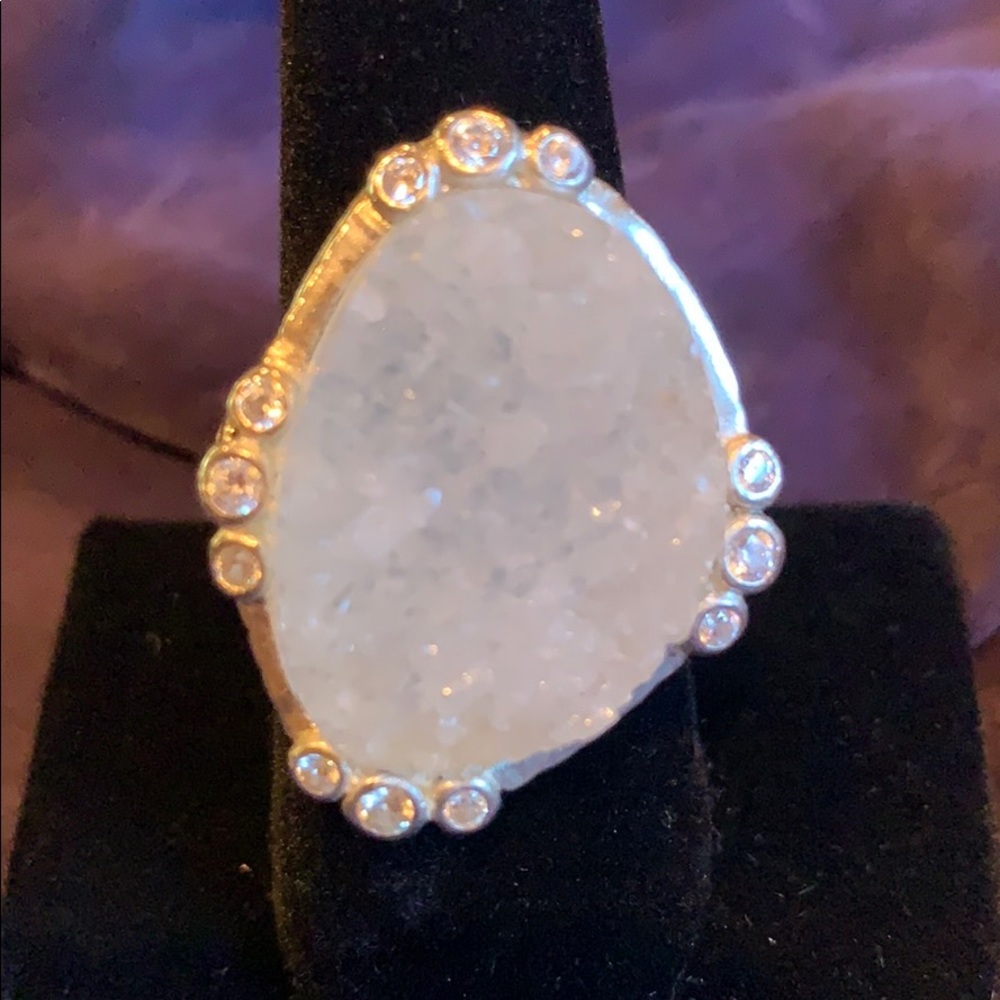 Silpada Druzy, CZ, Sterling Silver Ring Size 8